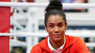Chantelle Reid sitting outside the boxing ring