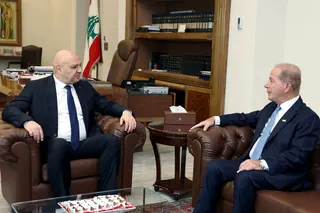 Lebanese President Joseph Aoun (left) receiving US Ambassador to Lebanon Michael Issa at the Presidential Palace in Baabda, east of Beirut, on July 9. Photo: AFP