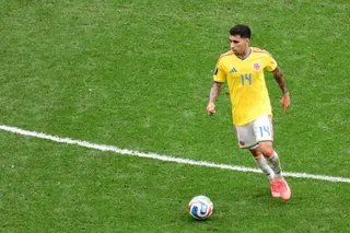 Colombia’s midfielder Gustavo Puerta controls the ball during the World Cup last-16 football match between Switzerland and Colombia at the Vancouver Stadium in Vancouver on July 7.