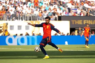 EAST RUTHERFORD, NEW JERSEY - JULY 19: Ferran Torres #7 of Spain scores their team's first goal during the FIFA World Cup 2026 Final match between Winner Spain and Argentina at New York New Jersey Stadium on July 19, 2026 in East Rutherford, New Jersey. David Ramos/Getty Images/AFP (Photo by David Ramos / GETTY IMAGES NORTH AMERICA / Getty Images via AFP)
