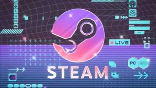 Colorful, graphic illustration of Steam logo
