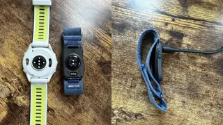 Comparison to the Garmin Forerunner 970's Gen 5 sensor; the Cirqa's physical side button.