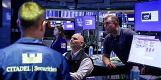 Wall Street traders from the firm Citadel Securities on the floor of the New York Stock Exchange.