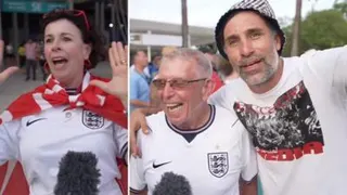Fans in England kit being interviewed outside the stadium