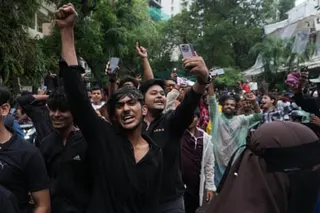 Protesters shout slogans during a demonstration demanding educational reforms as part of the Cockroach Janta party's protest movement in Mumbai, India, on Thursday.