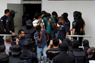 Eleven men were brought before the Sessions Court here today on charges of being members of an organised crime syndicate known as Vinod Gang. - BERNAMA pic