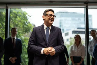 Britain’s Prime Minister Andy Burnham speaks to staff during the opening of No. 10 North in Manchester, north-west England, on July 24, 2026. The new office is part of his push to devolve power away from London. — AFP pic