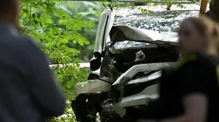 The vehicle that crashed into a crowd near Berlin's annual Christopher Street Day Pride parade on Saturday evening, leaving multiple people injured and the parade called off, in Berlin, Germany, July 26, 2026.