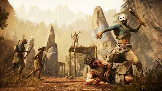 far cry character beating enemy with club