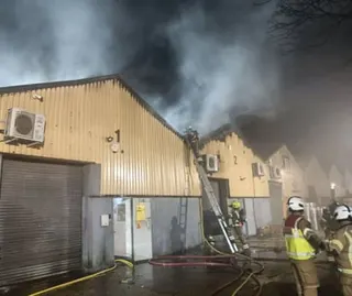 A warehouse hit by an arson attack