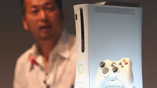 Microsoft's Xbox 360 game console is introduced during a press preview on May 13, 2005 in Tokyo, Japan.