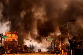 smoke in the air on a street