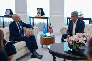 Foreign Minister Datuk Seri Mohamad Hasan with United Nations Resident Coordinator for Malaysia Nikolas Myint in Wisma Putra. FACEBOOK/DATO' SERI UTAMA HAJI MOHAMAD BIN HAJI HASAN
