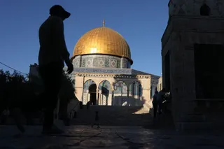 Palestinian Muslim worshippers walk in the grounds of the Dome of the Rock Shrine at the Aqsa mosque compound in the old city of Jerusalem on June 30, 2026. (Photo by AHMAD GHARABLI / AFP)