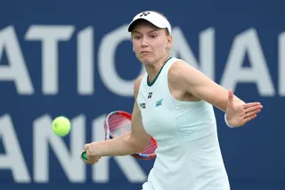 Elena Rybakina returns a shot to Ann Li of the United States during day six of the National Bank Open Presented by Rogers at Sobeys Stadium on August 07, 2026 in Toronto, Ontario. — Getty Images pic via AFP