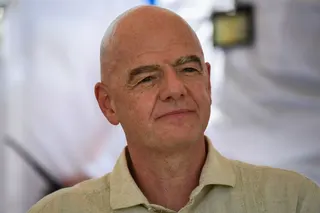 FIFA's president Gianni Infantino gestures during a visit to a sports complex in Cali, Colombia, on August 7, 2026. (Photo by Jaime SALDARRIAGA / AFP)