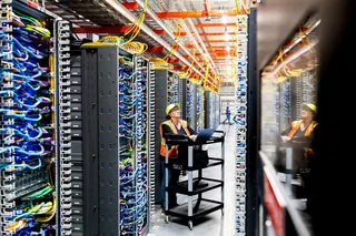 A technician works at an Amazon AI data centre in Indiana in the United States in October. Photo: Handout via Getty Images