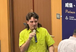 圖為美國國防新創Anduril創辦人拉奇2025年8月來台演講。（中央社檔案照片）