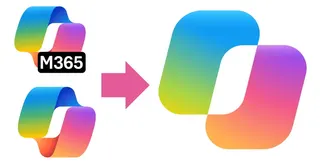 The old Microsoft Copilot and Microsoft Copilot 365 icons, and the updated single Copilot icon.