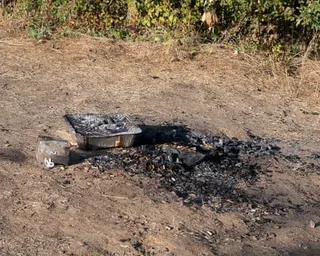 An abandoned disposable barbecue