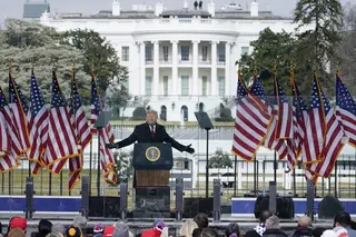 With the White House in the background, US President Donald Trump speaks at a rally on January 6, 2021, in Washington. Photo: AP