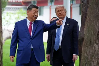 中國國家主席習近平(右)5月在中南海會見川普總統。(美聯社)