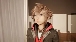 Sora looks out upon Quadratum from a balcony in the first trailer for Kingdom Hearts 4