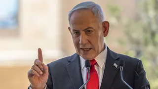 Benjamin Netanyahu speaks at an event in East Jerusalem.