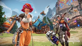 Stylised characters in partially futuristic, partially ancient looking outfits in Horizon Hunters Gathering.