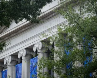 The US Department of the Treasury headquarters building in Washington DC.