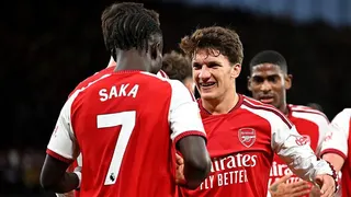 Bukayo Saka and Christos Tzolis