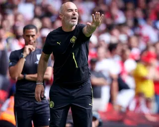 Enzo Maresca reacts on the sideline during the Community Shield match between Manchester City and Arsenal.