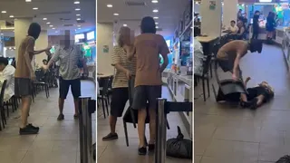 又有老伯被推倒在地！油池坊食阁两名男子起争执