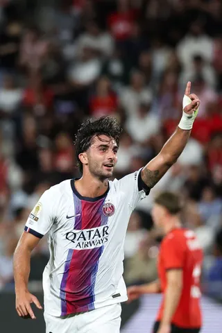 PSG's Spanish forward Ferran Torres celebrates after scoring his team second goal against Stade Rennais FC. — AFP pic