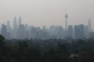 The city skyline blanketed in haze, in Kuala Lumpur, Malaysia, on August 13. Photo: EPA