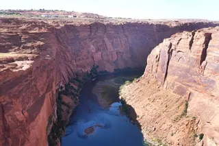 A river snaking between two canyons.
