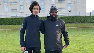 Ayyoub Bouaddi with Armand Diop, his former coach at Creil