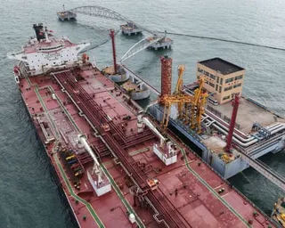 An oil tanker at a terminal