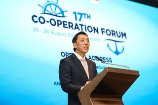 Transport Minister Jeffrey Siow speaking at the 17th Co-operation Forum at M Hotel on Aug 25.