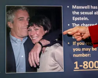 a hand points to a picture of a man and a woman