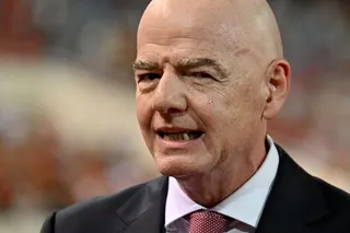 FIFA President Gianni Infantino looks on during the award ceremony at the end of the ASEAN Championship Cup 2026 final football match between Vietnam and Thailand in My Dinh National Stadium in Hanoi on August 26, 2026. (Photo by Nhac NGUYEN / AFP)