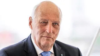 Norway's King Harald during a press conference on the royal yacht Norge in Aarhus, Denmark June 16, 2023.