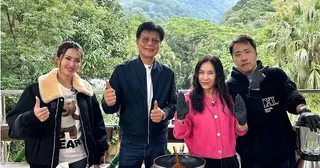 余祥銓和媽媽李亞萍、薔薔帶著爸爸薔爸一同登上 《雙星家遊團》出遊。（圖／台視提供）