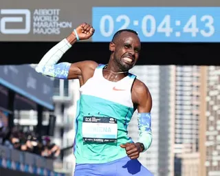 Ethiopia’s Addisu Gobena wins the men’s Sydney Marathon in a course record time