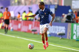Jun 30, 2026; East Rutherford, New Jersey, USA; France forward Bradley Barcola (12) in action against Sweden during a Round of 32 match of the 2026 FIFA World Cup at New York New Jersey Stadium. Mandatory Credit: Vincent Carchietta-Imagn Images