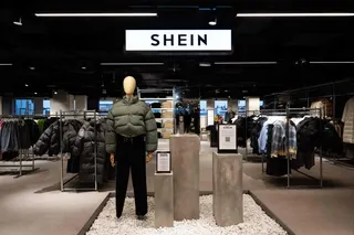 The Shein logo inside its stall at the Bazar de l’Hotel de Ville (BHV) department store in Paris, France. Photo: AFP