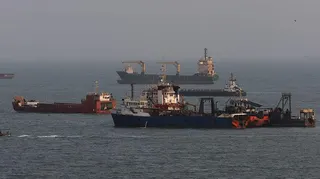 File photo showing commercial ships anchored in the Strait of Hormuz, off the coast of Bandar Abbas, Iran (10 August 2026)