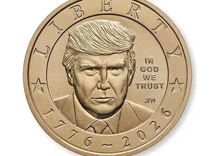 This handout image obtained on September 2, 2026, from the US Department of Treasury shows a rendering of a $1 coin featuring the face of US President Donald Trump.