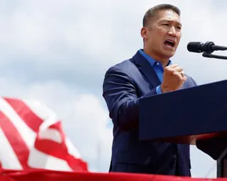 Man at political rally
