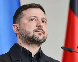 Close-up of Ukrainian president Volodymyr Zelenskyy